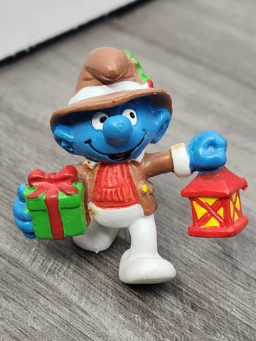 Smurfs Christmas Lantern Gift  Figure Vintage Toy Schleich Peyo 1984 Cover