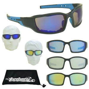 Gafas de sol para hombre 2 piezas acolchadas con espejo livianas UV400 envolventes para motociclista - Imagen 1 de 37