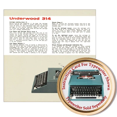 Underwood 314 打字机所有者用户说明卡指南 — 第 1/4 张图片