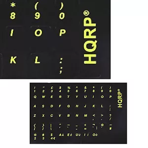 Pegatinas de teclado del Reino Unido con letras amarillas sobre fondo negro para teclado negro - Imagen 1 de 7