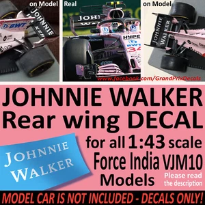 F1 Collection FORCE INDIA Johnnie Walker wing DECAL for 1/43 VJM10 2017 Perez