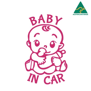 Baby In Car Warning Vinyl Decal Sticker 15 cm x 9 cm - Picture 1 of 16