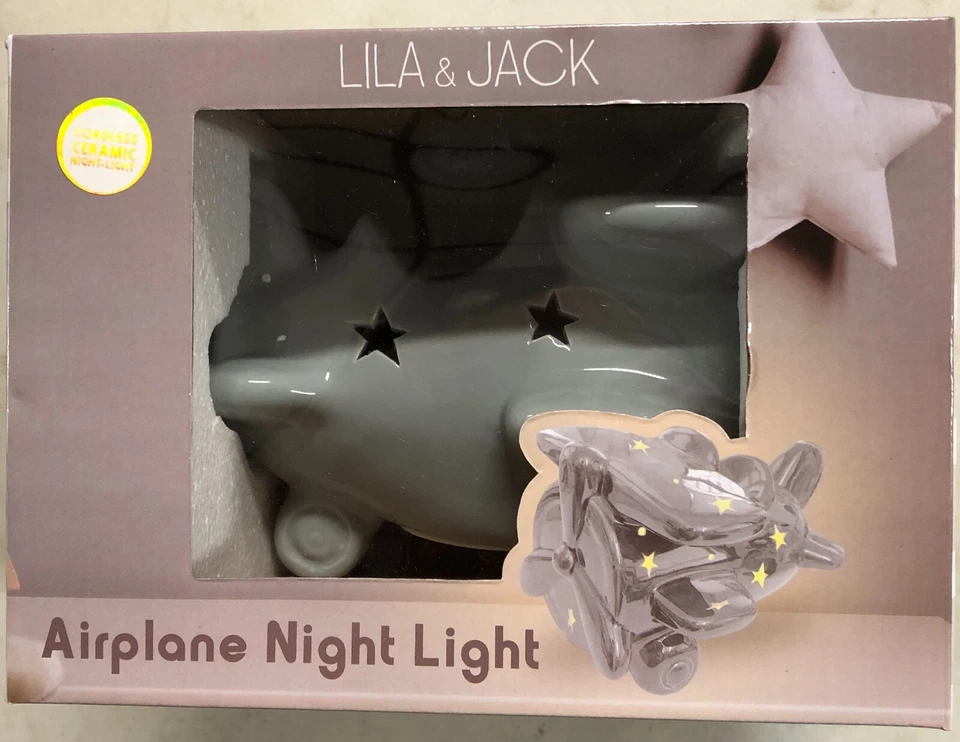 Lila and Jack Baby Airplane Night Light Grey Foto 1 de 1