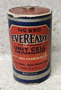 VTG EVEREADY NO. 950 D UNIT CELL BATTERY FOR FLASHLIGHTS BEST USED BY JUNE 1927 - Picture 1 of 5