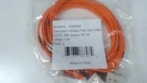 Pack of 3: 2 Meter LC / SC Multimode DUplex 50 / 125 Fiber Optic Cable - Orange - Picture 1 of 2