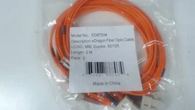 Pack of 3: 2 Meter LC / SC Multimode DUplex 50 / 125 Fiber Optic Cable - Orange - Image 1 of 2