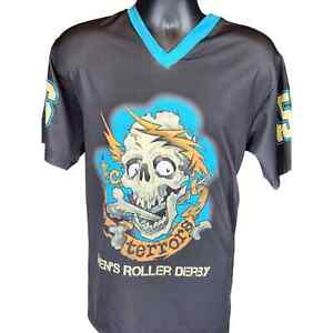 Vintage Skull Graphic T Shirt Mens M MN Roller Derby Terror Jersey Zombie Horror