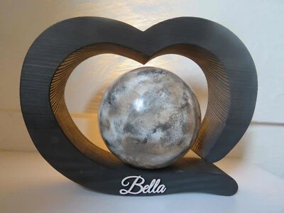 Tierurne Urne 1-35 kg Herz Kugel Holz anthrazit braun LED Katze Hund 1,7 L neu - Bild 1 von 4