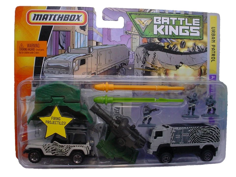 Matchbox BATTLE KINGS Set Urban Patrol☆Jeep Wrangler;Desert Thunder,figures☆ - Image 1 of 4