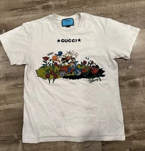 OFF-WHITE Gucci DISNEY EDITION GARDEN ROSES DONALD DUCK T-SHIRT Made In Italy - Picture 1 of 9
