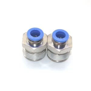 2Pcs Pneumatic Straight Connector 8mm OD 1/2''NPT Metal Thread Push in Fitting - Picture 1 of 4
