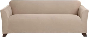 Sure Home Décor Stretch Morgan Box Cushion Sofa One Piece Slipcover, Form Fit, P - Picture 1 of 5