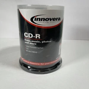 innovera CD-R Disc, 700MB Capacity, 52x Speed-100 Discs Inkjet Printable Surface - Picture 1 of 5