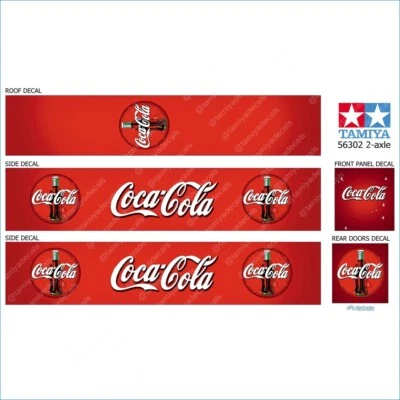 Coca-Cola Tamiya 56302  1/14 2-axle Trailer Box w Roof Laminated Decals Stickers - Image 1 of 3