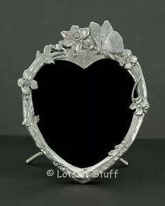 Elias Heart Fine Pewter Frame 1986 SN 925 USA 1784 Butterfly & Flowers - Picture 1 of 7