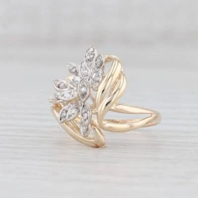 Anillo de plata esterlina 925 maciza pavé de diamantes enchapado en oro joyería de flores Foto 1 de 4