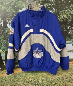 Dallas Cowboys Apex One Puffer Jacket Mens Medium M 90s 1/2 Zip Vintage NO HOOD - Picture 1 of 7