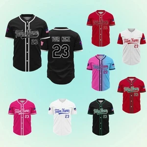 Custom Baseball Jersey Personalized Name, Number & Logo Shirt Gift Youth - Picture 1 of 19