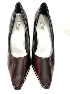 Pelle Moda Red burgundy Eel Skin & Leather pointed Toe pumps Size 6 EUC - Picture 1 of 10