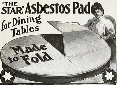 Almohadilla de mesa de comedor de asbesto The STAR cubierta plegable L.W. Kerney&Co. Anuncio antiguo de 1906 Foto 1 de 2