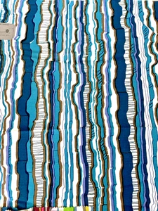 Vintage Schumacher Fabric Upholstery Samples 24"x35" Multi-Blue Stripes USA - Picture 1 of 6