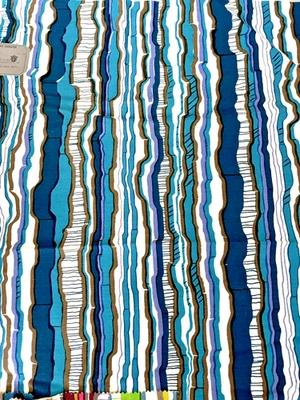 Vintage Schumacher Fabric Upholstery Samples 24"x35" Multi-Blue Stripes USA - Image 1 of 4