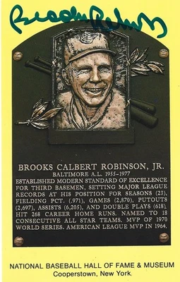 Brooks Robinson hand SIGNED Hall of Fame Plaque Postcard Photo #2 COA Autograph - Image 1 of 3