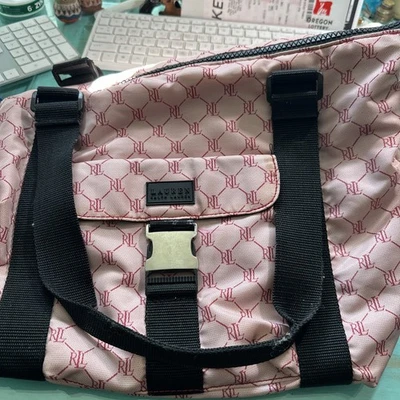 Ralph Lauren Pink Nylon Monogram Tote Duffle Bag Front Pocket With Buckle READ - Image 1 of 3