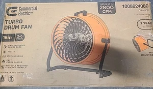 Commercial Electric 24 in. 3-Speed Drum Floor Fan in Orange High Velocity Turbo - Picture 1 of 1