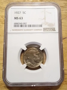 1927 Buffalo Nickel NGC MS63 - Picture 1 of 4