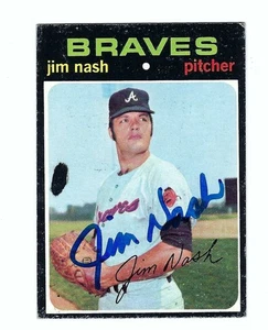 Autographed 1971 Topps Jim Nash Atlanta Braves Card #306 -w/COA - Picture 1 of 1