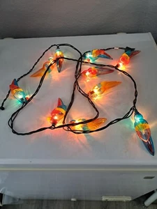 Vintage Papageien Lichterkette (10) Kunststoff Blasform Abdeckungen ~ ROT GELB BLAU  - Bild 1 von 7