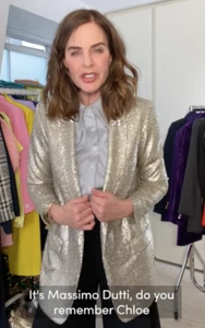 Blazer Chaqueta Trofeo MASSIMO DUTTI Trinny Lentejuelas Plateado Dorado Metálico ZARA M - Imagen 1 de 17