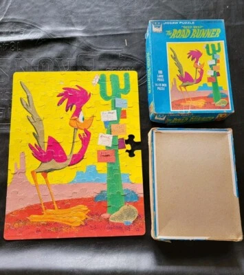 Rompecabezas vintage 1968 Whitman 14" x 18" Road Runner falta 1 pieza Foto 1 de 4