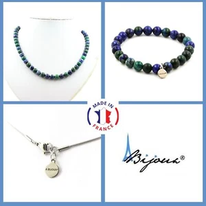 Jewelry Bracelet Necklace Beads Azurite Chrysocolla 8 Mm. Chain Size P - Picture 1 of 5