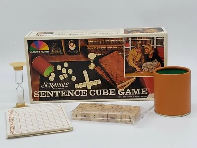 Vtg Scrabble Sentence Cube Game Wood Dice 1971 SelRight Selchow Righter Complete - Image 1 of 4