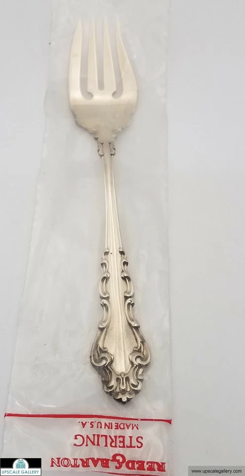 Вилка для салата из чистого серебра испанского барокко Reed & Barton 6,5 дюйма *НОВАЯ* - Изображение 1 из 1