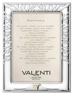 CORNICE PORTAFOTO IN ARGENTO  PORTA FOTO VALENTI 50° ANNIVERSARIO B1465/50 13X18 - Immagine 1 di 3