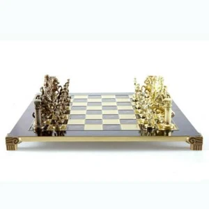 Grand jeu d'échecs Manopoulos armée grecque romaine - pions cuivre laiton - plateau rouge - Photo 1/5