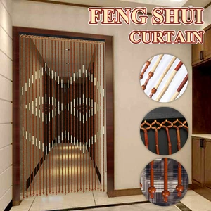 90x180cm 27/31 Lines Bamboo Wooden Bead String Door Curtain Blinds 2 Styles
