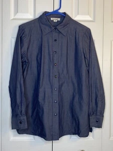 Simply Noelle Button-up Shirt Long Sleeve Blue 100% Cotton Officecore S/M 8-10 - Picture 1 of 4