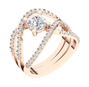 VVS F 1.55 Carat Solitaire Engagement Ring Round Lab Grown Diamond 10K Rose Gold - Picture 1 of 13