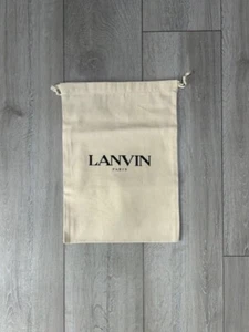LANVIN LOGO SIGNATURE OFFICIAL CREAM DUST BAG MEDIUM DRAWSTRING NEW - Picture 1 of 3