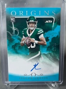 2024 Panini Origins JORDAN TRAVIS Rookie Turquoise RC SP AUTO /25 JETS FSU! - Foto 1 di 3