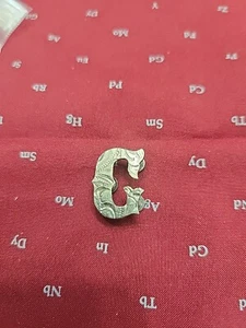 vintage letter "G" silver lapel sweater pin double tiny screw back - Picture 1 of 2