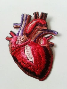 Anatomical Heart Handmade Embroidered Patch - Picture 1 of 5