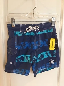 Body Glove Boys 4 Swimsuit Trunks Blue Mesh lined Palm Trees 50 UPF NWT - Picture 1 of 4
