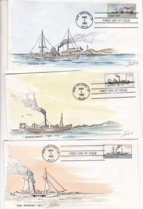SCOTT 2405-09 STEAMBOATS NIKIRK HAND PAINTED FIRST DAY COVER FDC SET OF 5 11/22 - Picture 1 of 2