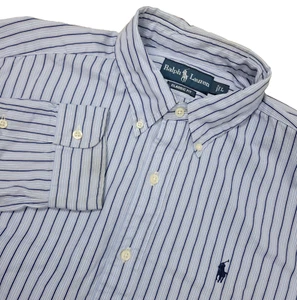 Vintage Ralph Lauren Classic Fit Herren Large Blau Gestreift Langarm Button Down - Bild 1 von 6