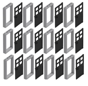 ☀️NUEVO MARCO DE PUERTA LEGO X12 gris azulado claro 1x4x6 NEGRO puerta edificio de ciudad  - Imagen 1 de 3